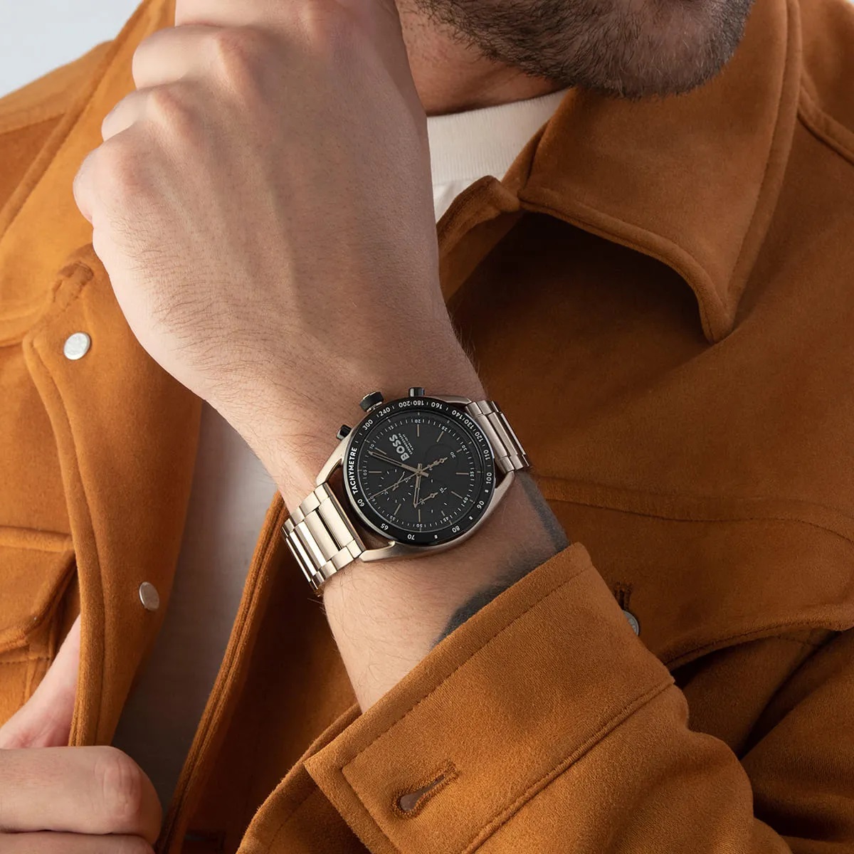 Đồng hồ đeo tay dây kim loại Hugo Boss Centre Court Bronze Stainless Strap Bracelet Watch 1514027 4