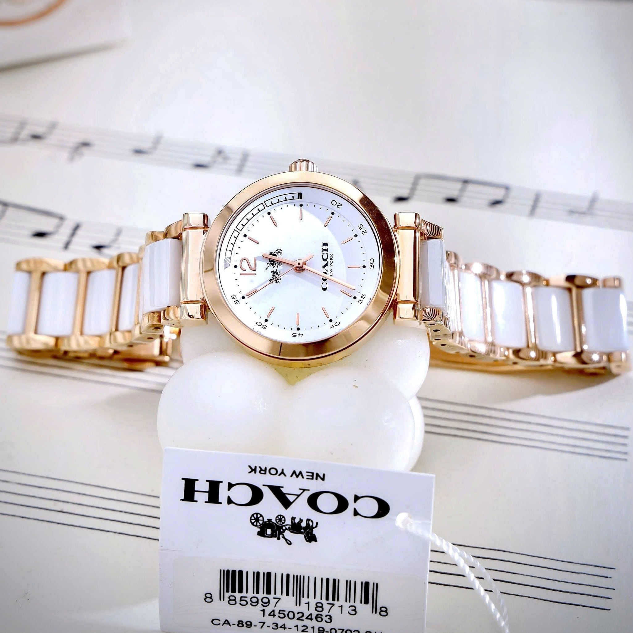 Đồng hồ đeo tay Coach nữ Rose Gold White Ceramic Ladies Bracelet Watch 14502463 2
