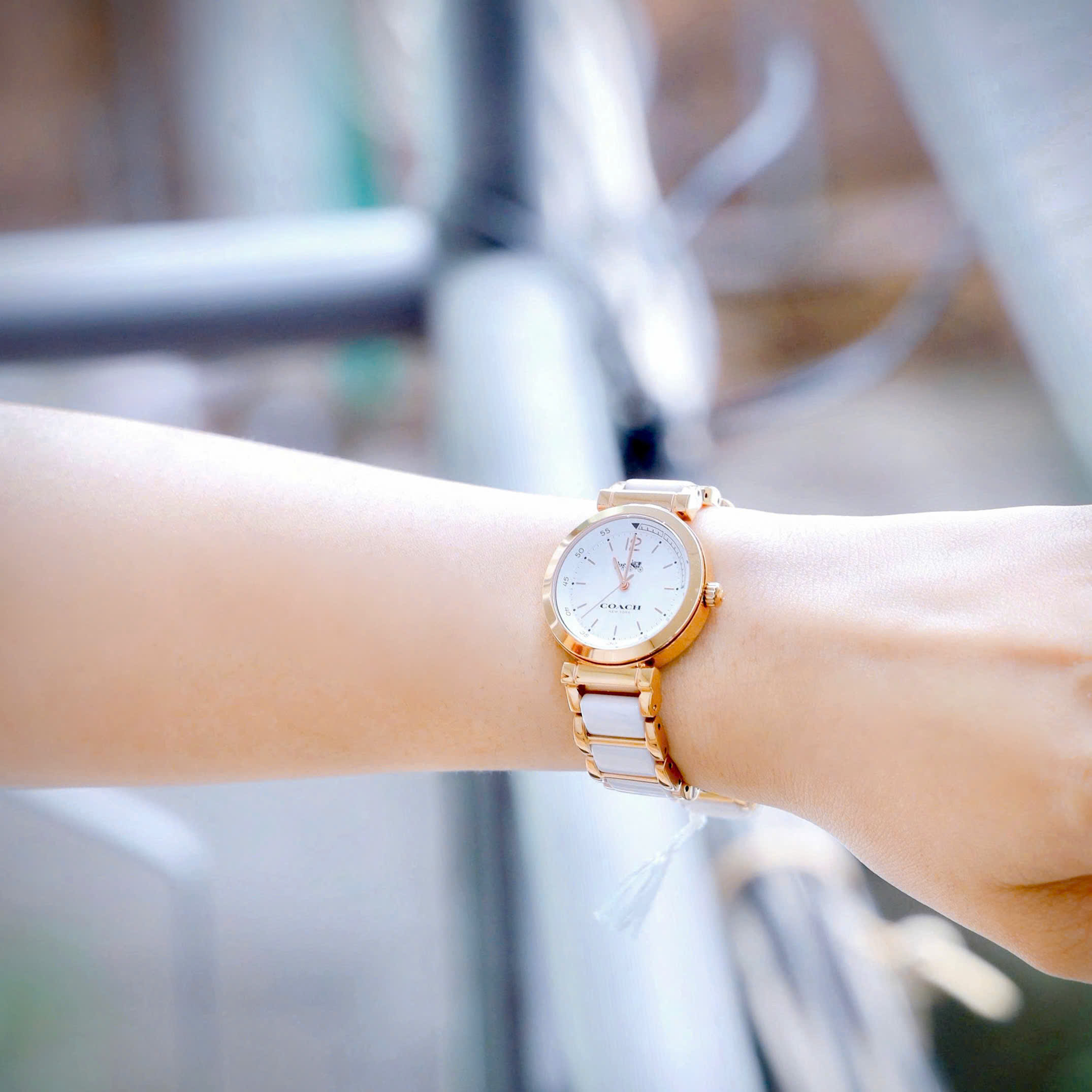Đồng hồ đeo tay Coach nữ Rose Gold White Ceramic Ladies Bracelet Watch 14502463 4
