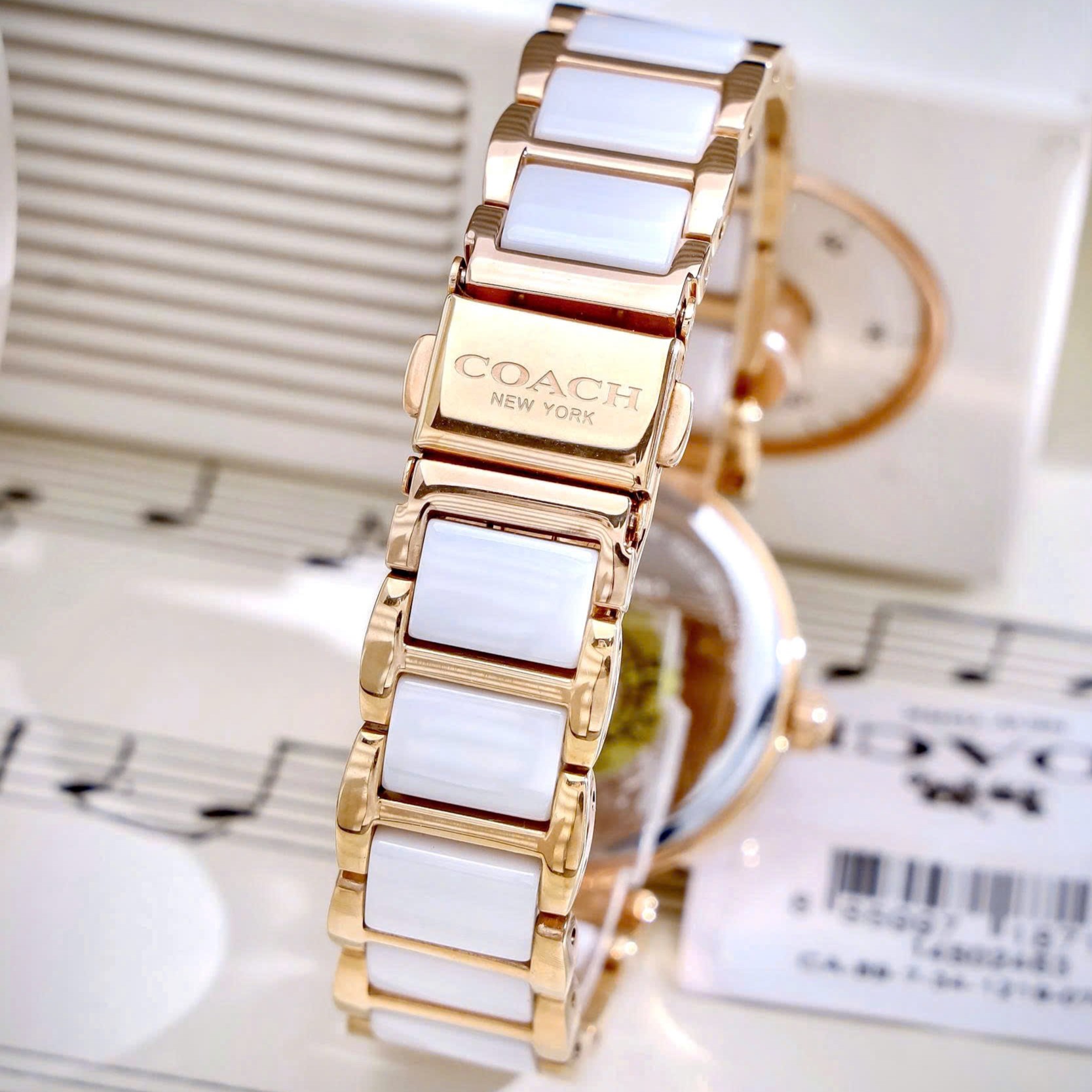 Đồng hồ đeo tay Coach nữ Rose Gold White Ceramic Ladies Bracelet Watch 14502463 6