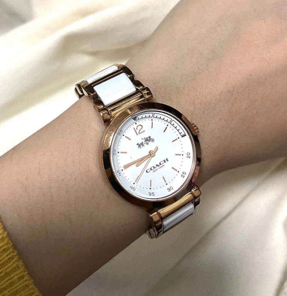 Đồng hồ đeo tay Coach nữ Rose Gold White Ceramic Ladies Bracelet Watch 14502463 7