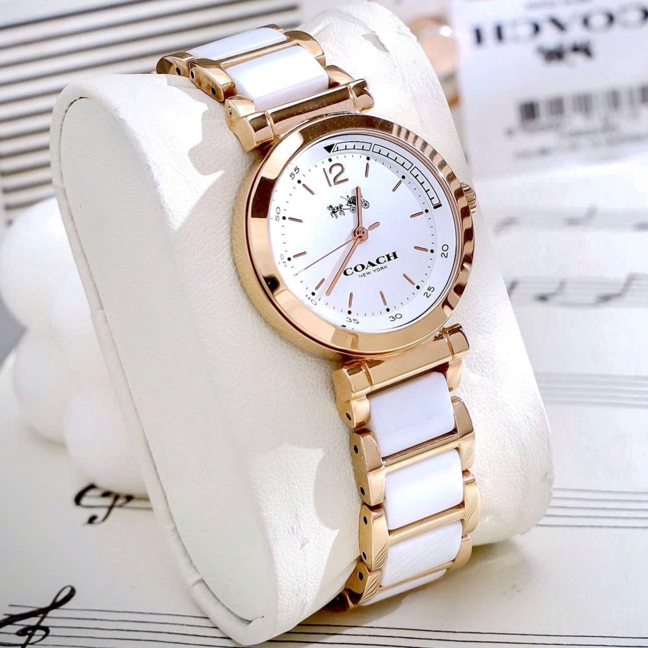 Đồng hồ đeo tay Coach nữ Rose Gold White Ceramic Ladies Bracelet Watch 14502463 9
