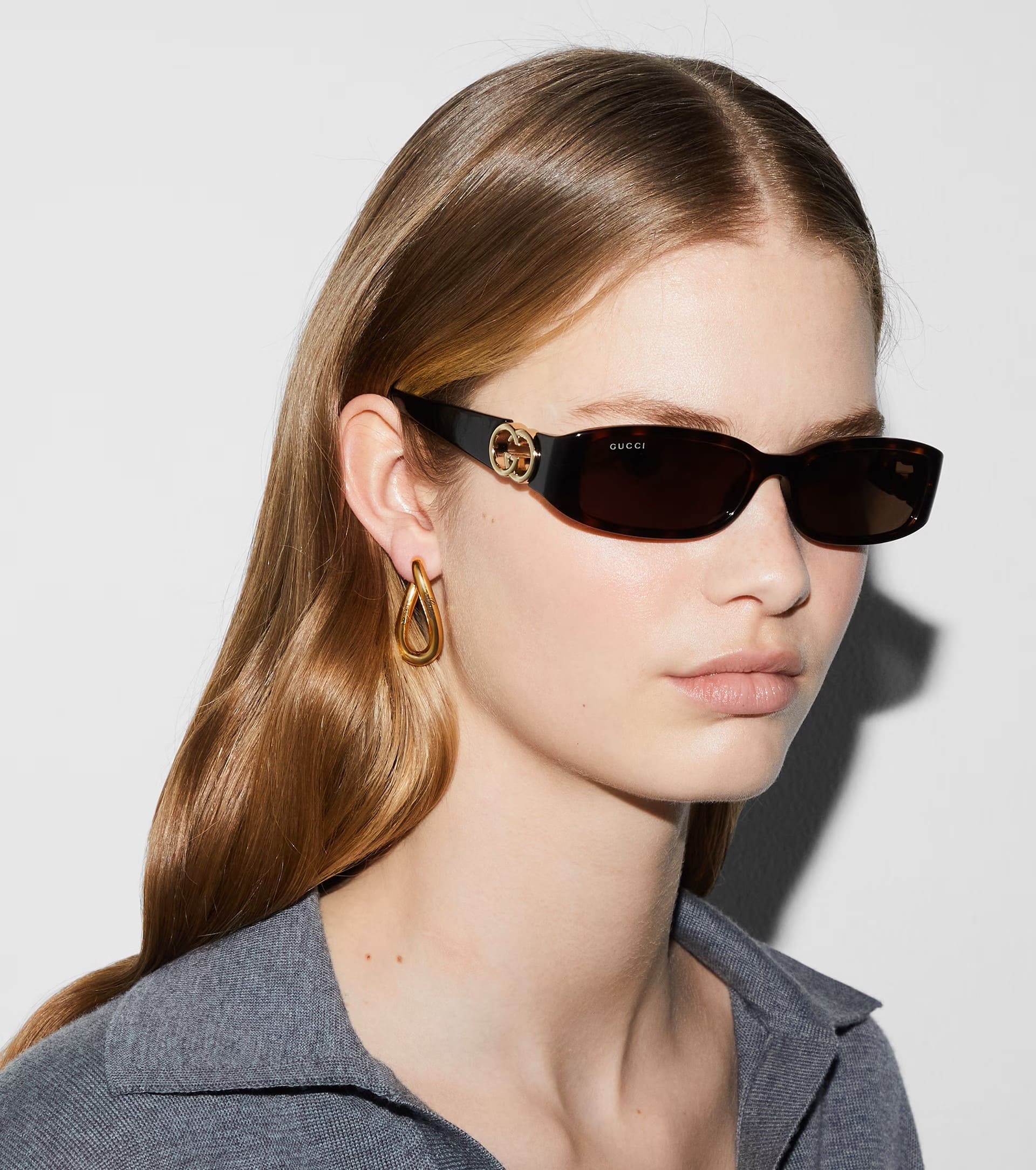 Kính mát Gucci Rectangular Frame Sunglasses Dark Tortoiseshell GG1661S 5