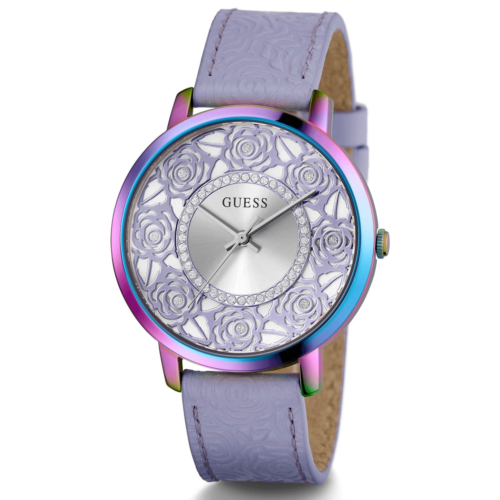 Đồng hồ nữ dây da tím Guess Dahlia Silver Dial Round Case Analog Women Watch GW0529L4 8