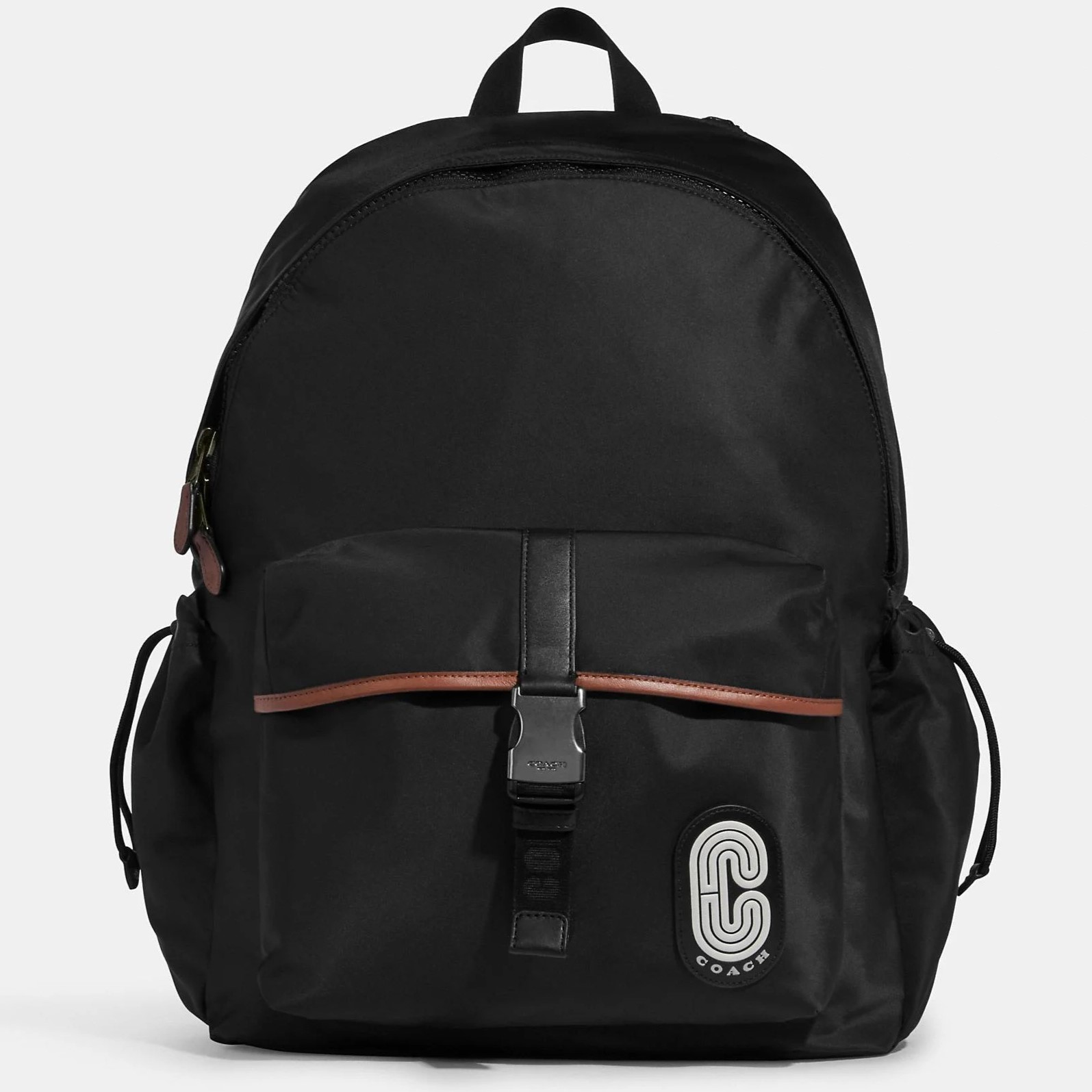 BALO ĐEN DU LỊCH COACH MAX BACKPACK NYLON TWILL AND NATURAL SMOOTH CALF LEATHER GUNMETAL BLACK C9834 3
