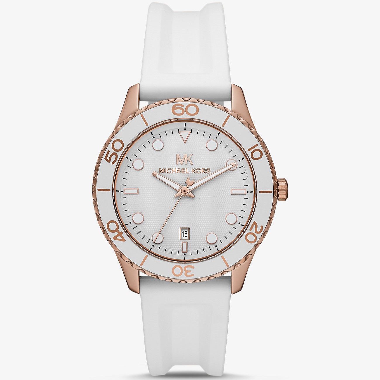 ĐỒNG HỒ ĐEO TAY MICHAEL KORS RUNWAY DIVE OVERSIZED ROSE GOLD-TONE SILICONE STRAP WATCH MK6853 9
