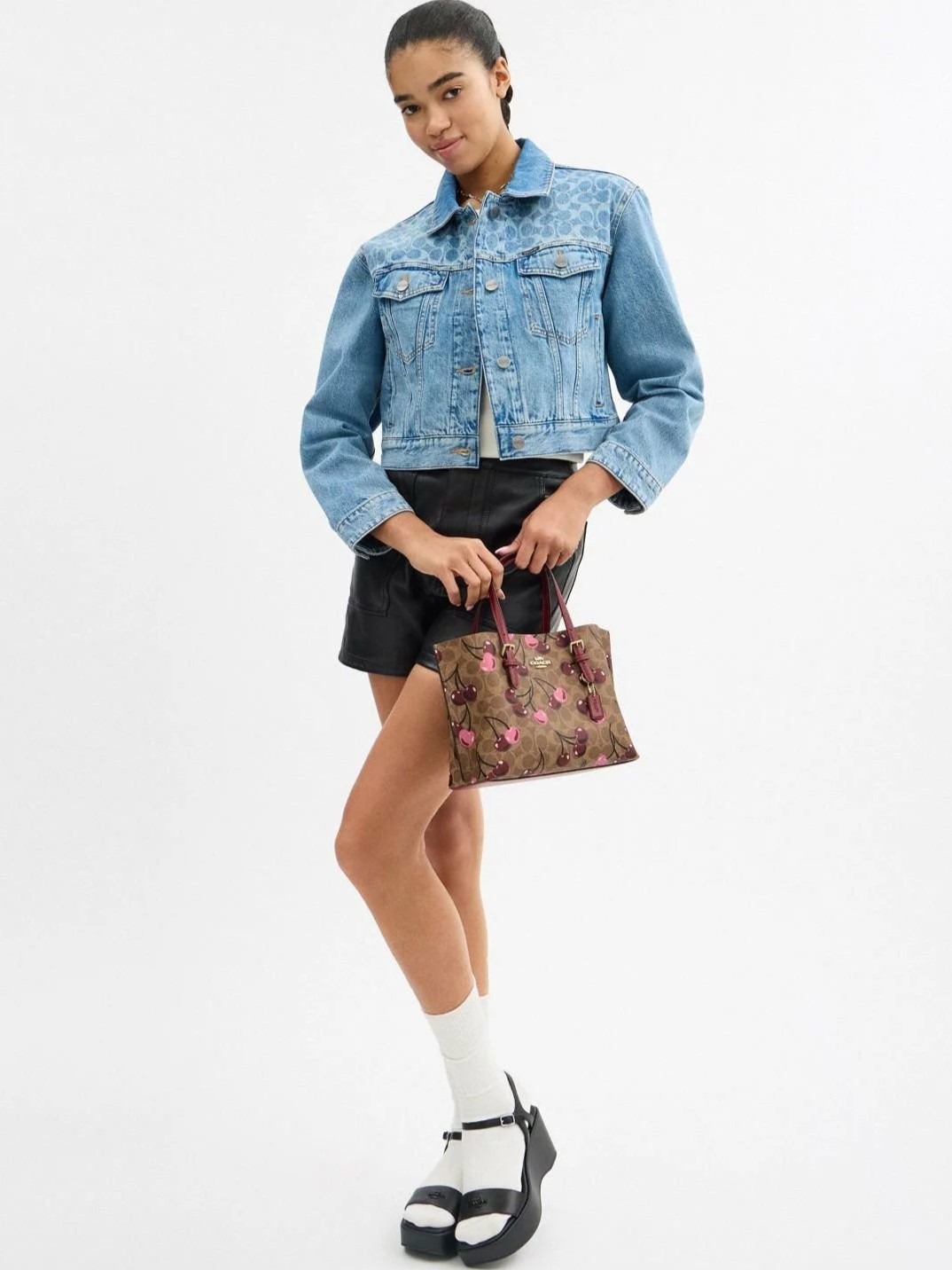 Túi xách Coach nữ Mollie Tote Bag 25 In Signature Canvas With Cherry Print CZ772 6