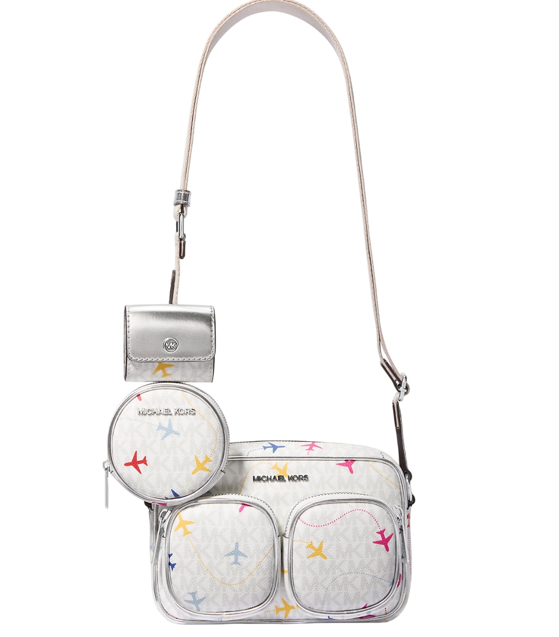Túi đeo chéo Michael Kors Large Jet Set Signature Logo Print Crossbody Bag Blanc Optique 35R5STTC8V 4