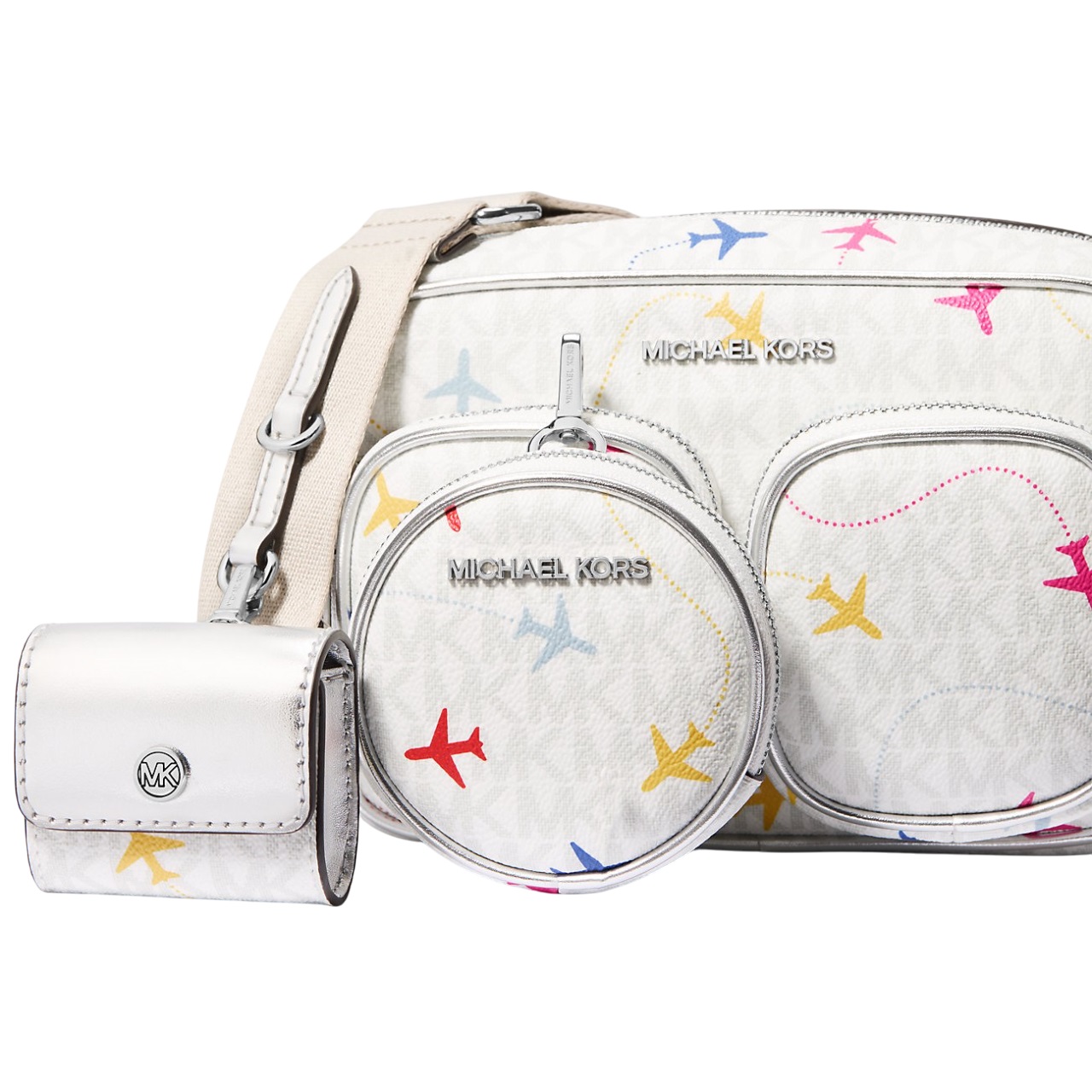 Túi đeo chéo Michael Kors Large Jet Set Signature Logo Print Crossbody Bag Blanc Optique 35R5STTC8V 5