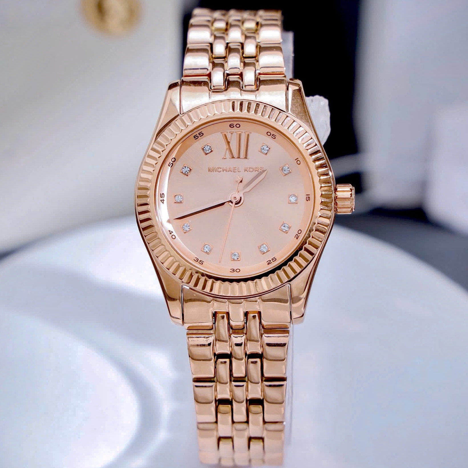 Đồng hồ đeo tay MK nữ Michael Kors Petite Lexington Rose Gold-tone Pavé Watch MK4739 3
