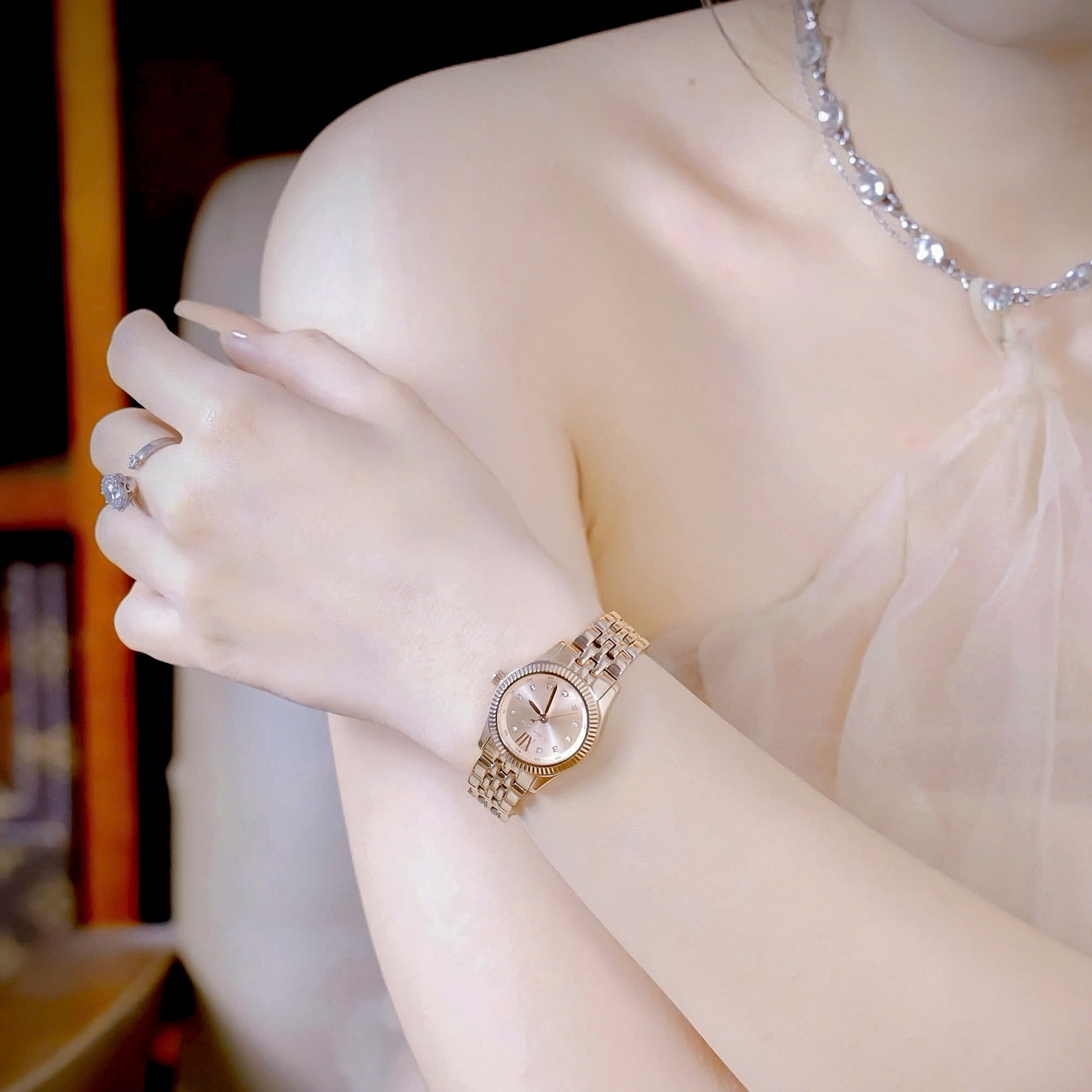 Đồng hồ đeo tay MK nữ Michael Kors Petite Lexington Rose Gold-tone Pavé Watch MK4739 7