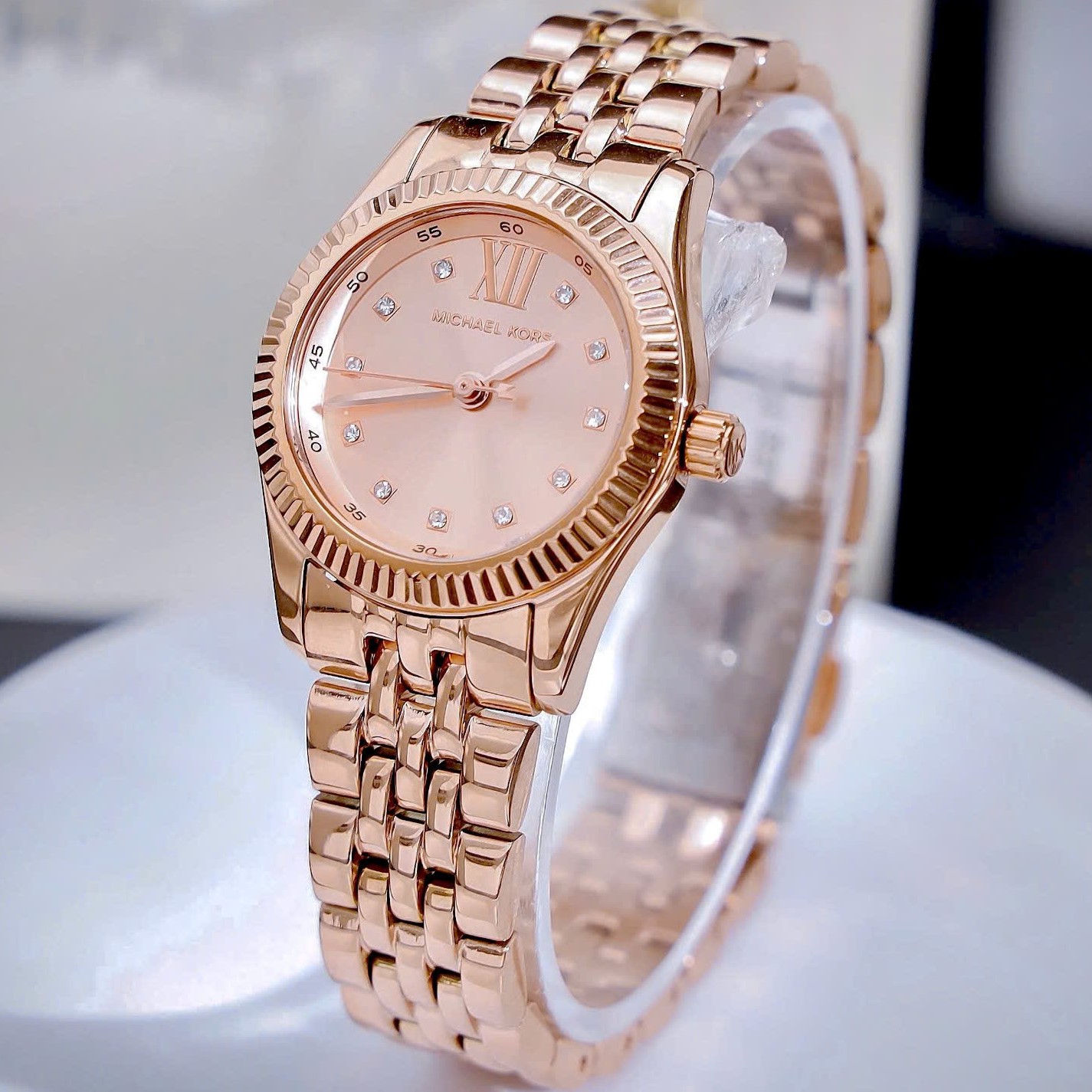 Đồng hồ đeo tay MK nữ Michael Kors Petite Lexington Rose Gold-tone Pavé Watch MK4739 13