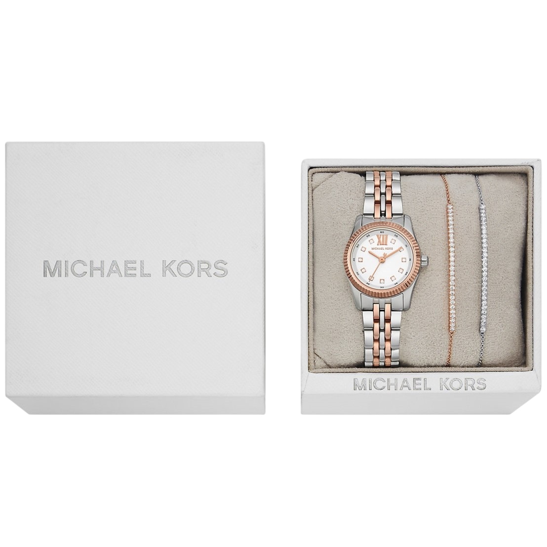 Đồng hồ đeo tay MK nữ Michael Kors Lexington Pavé Two-Tone Watch and Slider Bracelet Gift Set MK4817 5