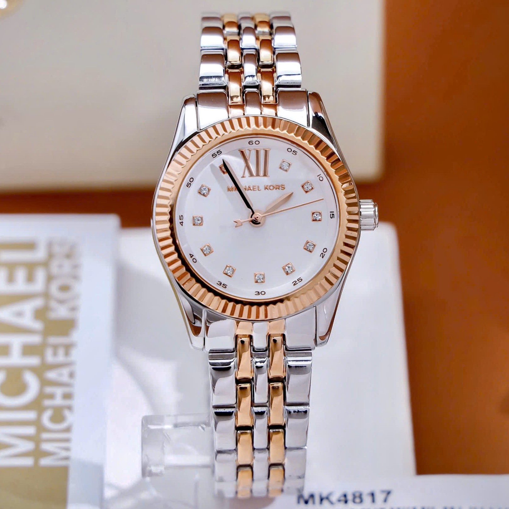 Đồng hồ đeo tay MK nữ Michael Kors Lexington Pavé Two-Tone Watch and Slider Bracelet Gift Set MK4817 7