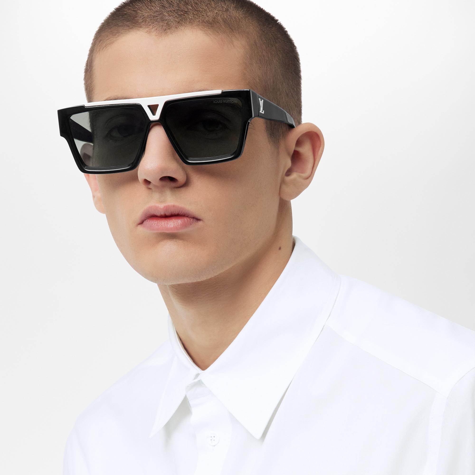 MẮT KÍNH NAM MÀU ĐEN LOUIS VUITTON EVIDENCE SQUARE SHAPE WHITE PARTS BLACK ACETATE FRAME SUNGLASSES Z1682E 5