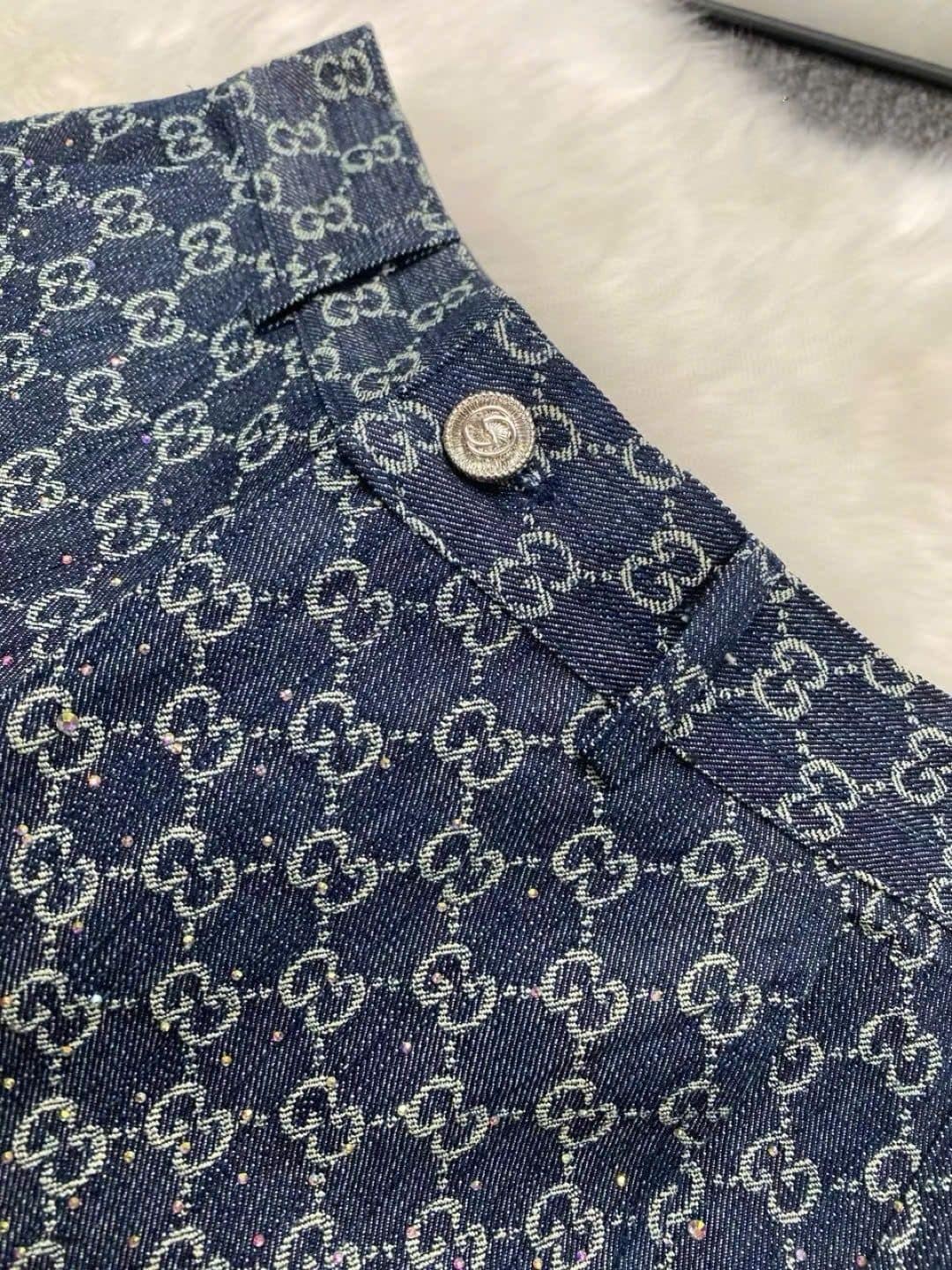 Combo bộ áo thun trắng quần short nữ lưng cao Gucci đính đá 13