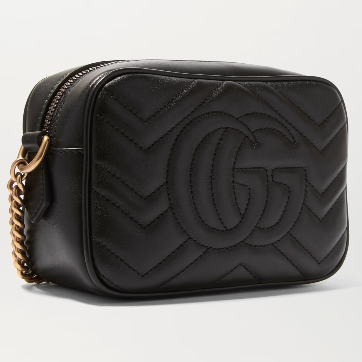 Túi đeo chéo Gucci Marmont Mini Shoulder Bag Black Matelassé Chevron Leather With GG On The Back 2