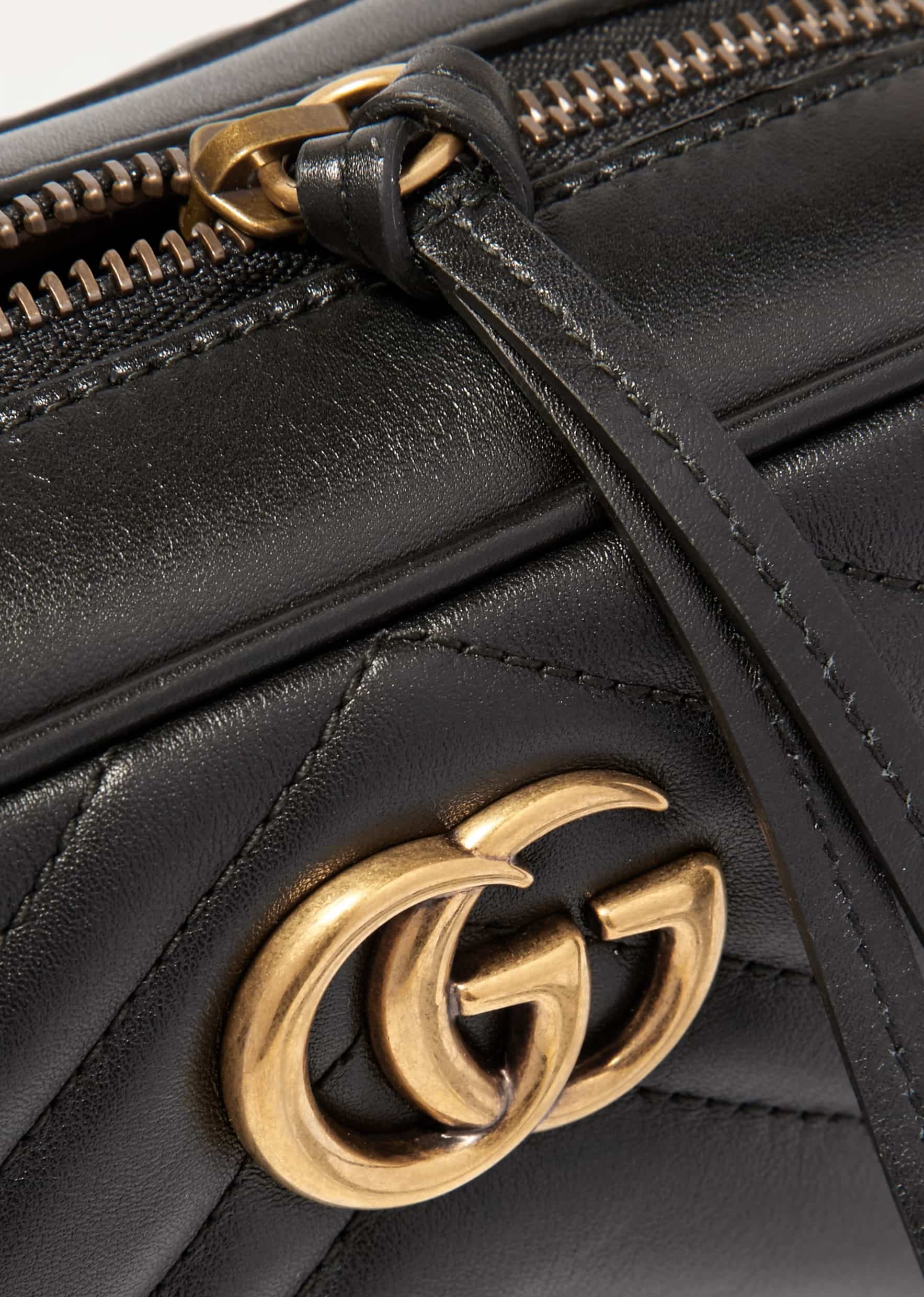 Túi đeo chéo Gucci Marmont Mini Shoulder Bag Black Matelassé Chevron Leather With GG On The Back 3