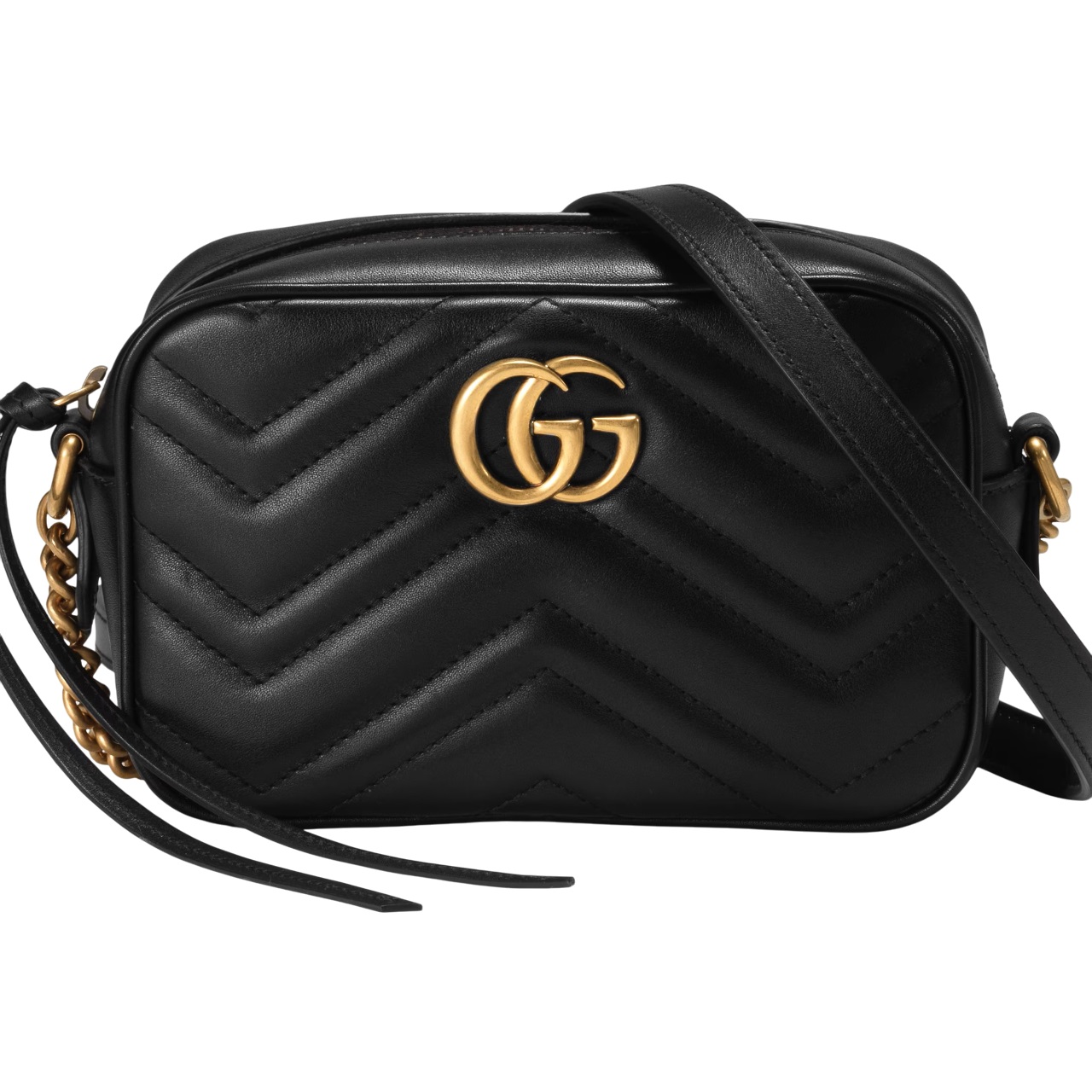 Túi đeo chéo Gucci Marmont Mini Shoulder Bag Black Matelassé Chevron Leather With GG On The Back 18