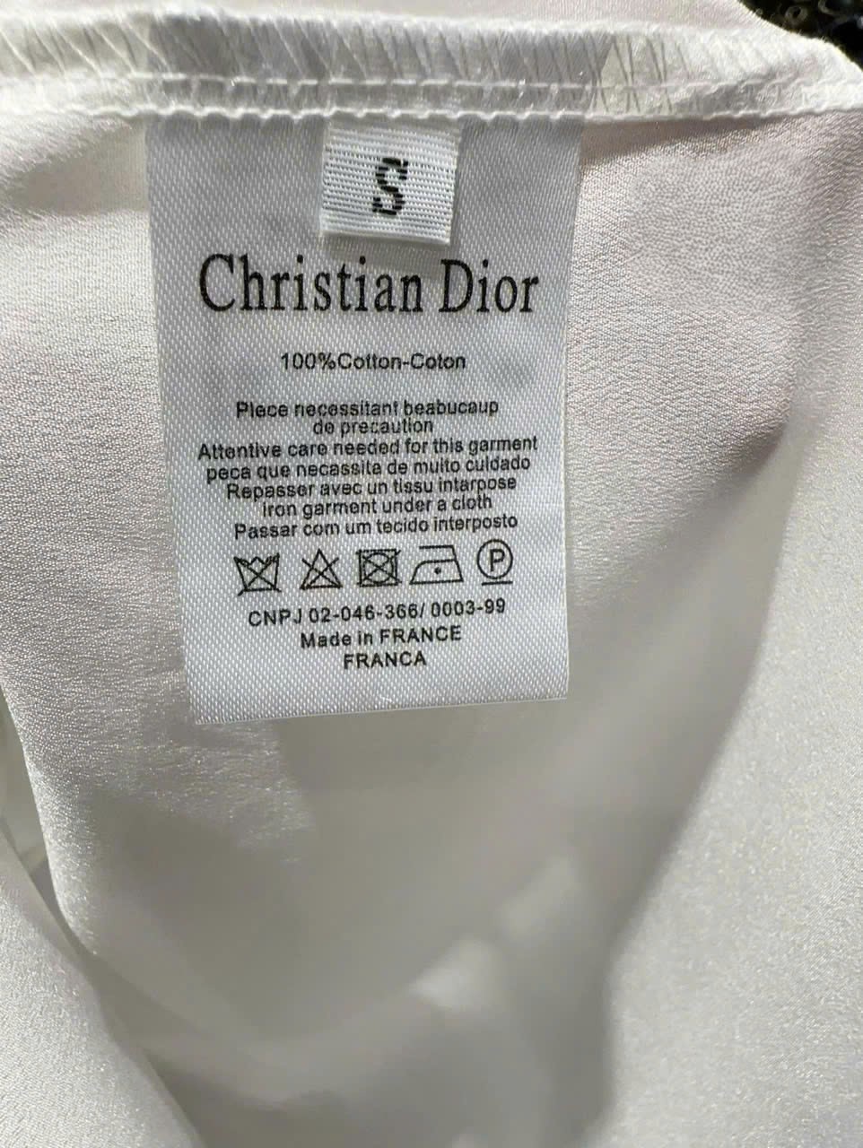 Áo sơ mi trắng tay dài họa tiết hãng cột nơ Dior 5
