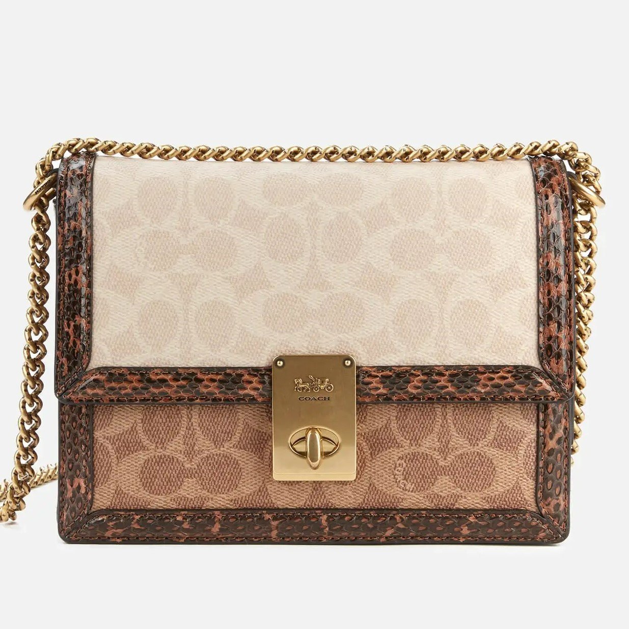 TÚI NỮ COACH HUTTON SHOULDER BAG IN BLOCKED SIGNATURE CANVAS WITH SNAKESKIN DETAIL 12