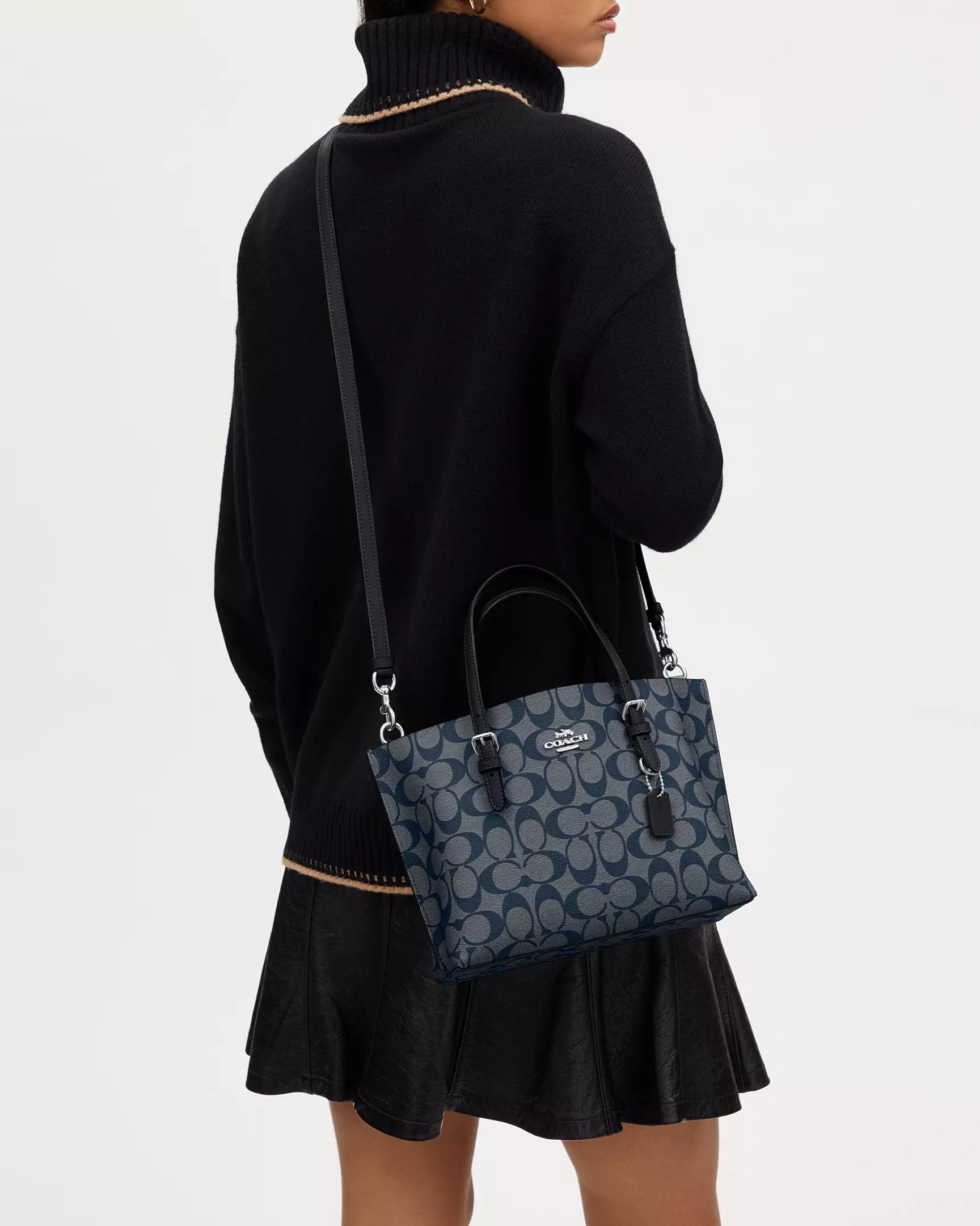TÚI NỮ COACH MOLLIE TOTE BAG 25 IN SIGNATURE CANVAS DENIM MIDNIGHT NAVY C4250 8