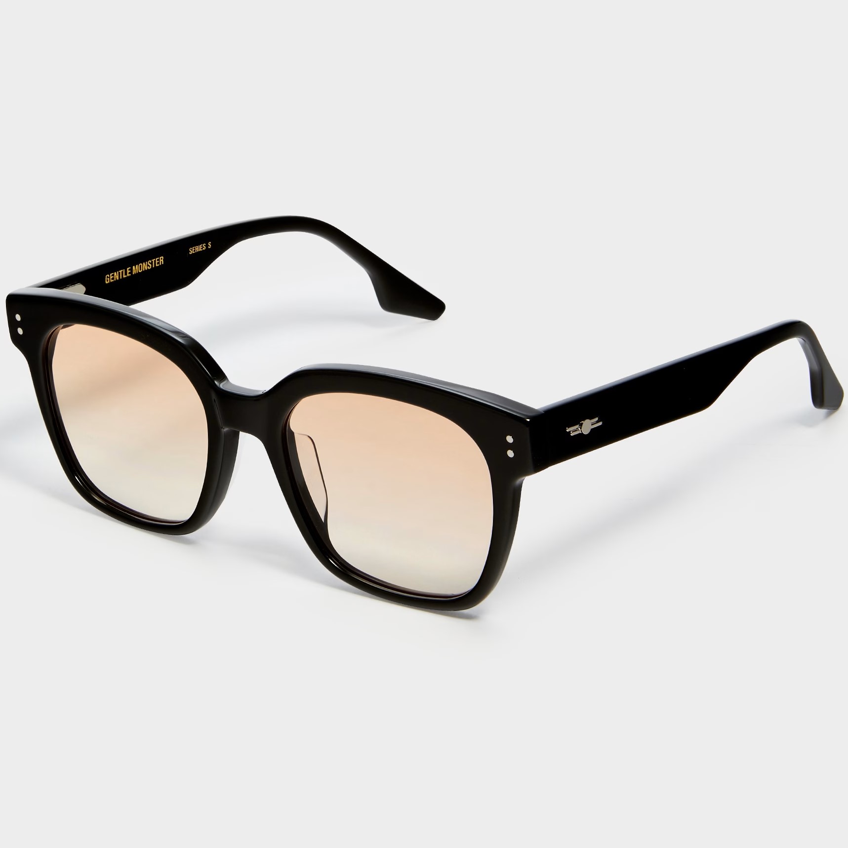 KÍNH MÁT GIẢ CẬN GENTLE MONSTER UNA C N 01(OR) ORANGE GRADIENT LENSES SQUARE BLACK ACETATE FRAME 1
