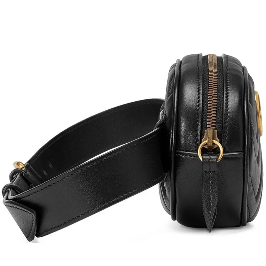 Túi bao tử Gucci GG Marmont Matelassé Leather Belt Bag Black 10
