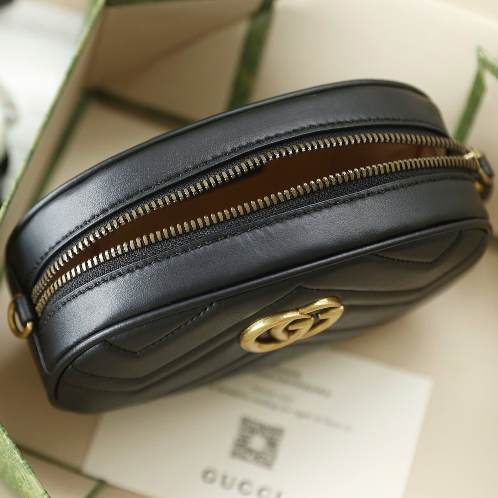Túi bao tử Gucci GG Marmont Matelassé Leather Belt Bag Black 11