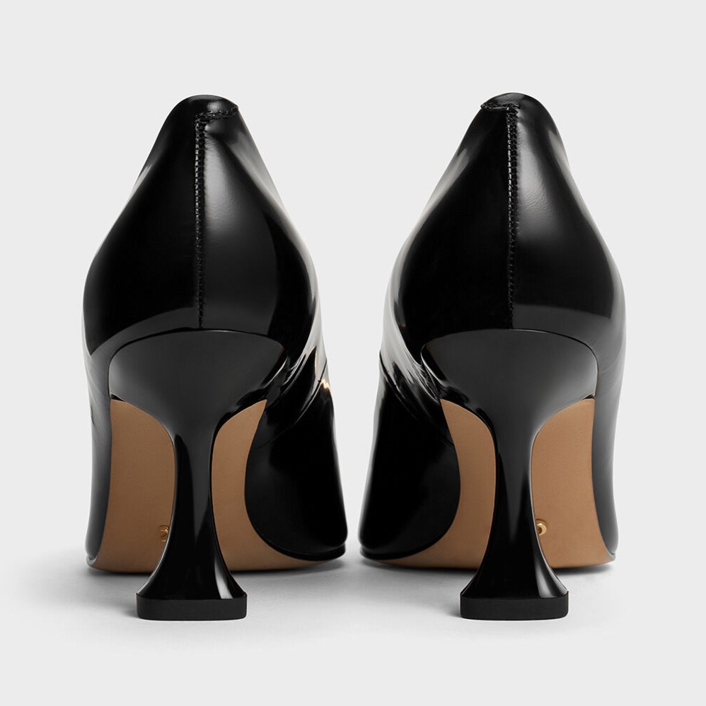 Giày nữ đen Charles and Keith Leather Sculptural-Heel Square-Toe Pumps Black Box SL1-61720052 11