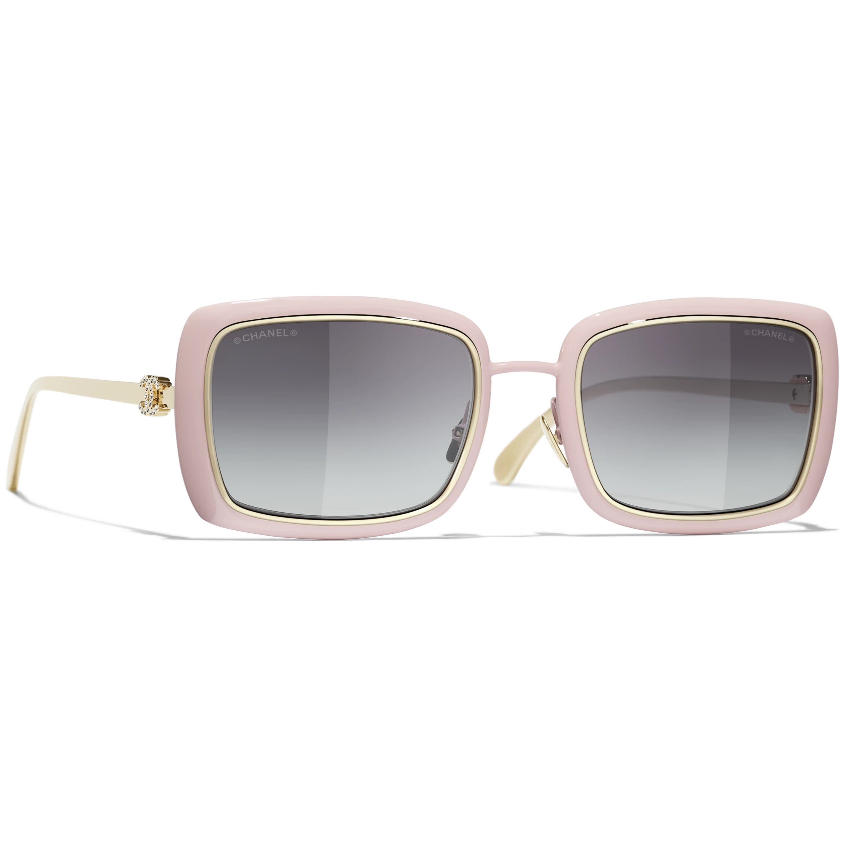 Mắt kính Chanel Rectangle Sunglasses Metal Pale Pink 9576B 1