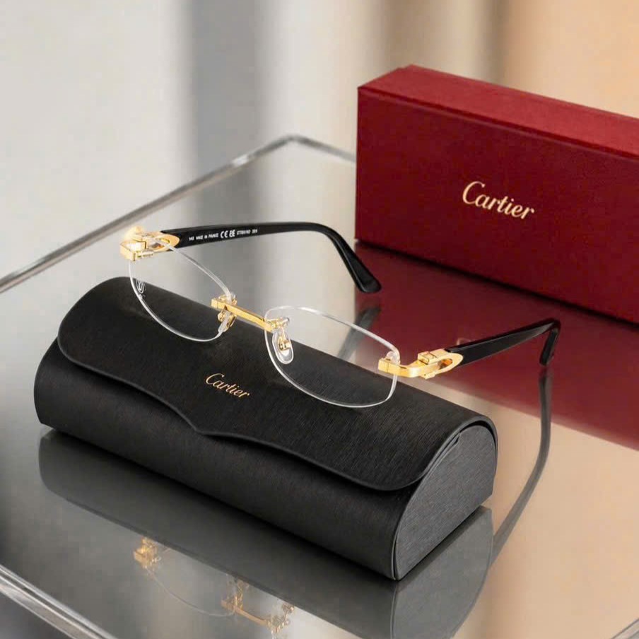 Mắt Kính Cận Cartier Gold Black Transparent CT0318O 001 7