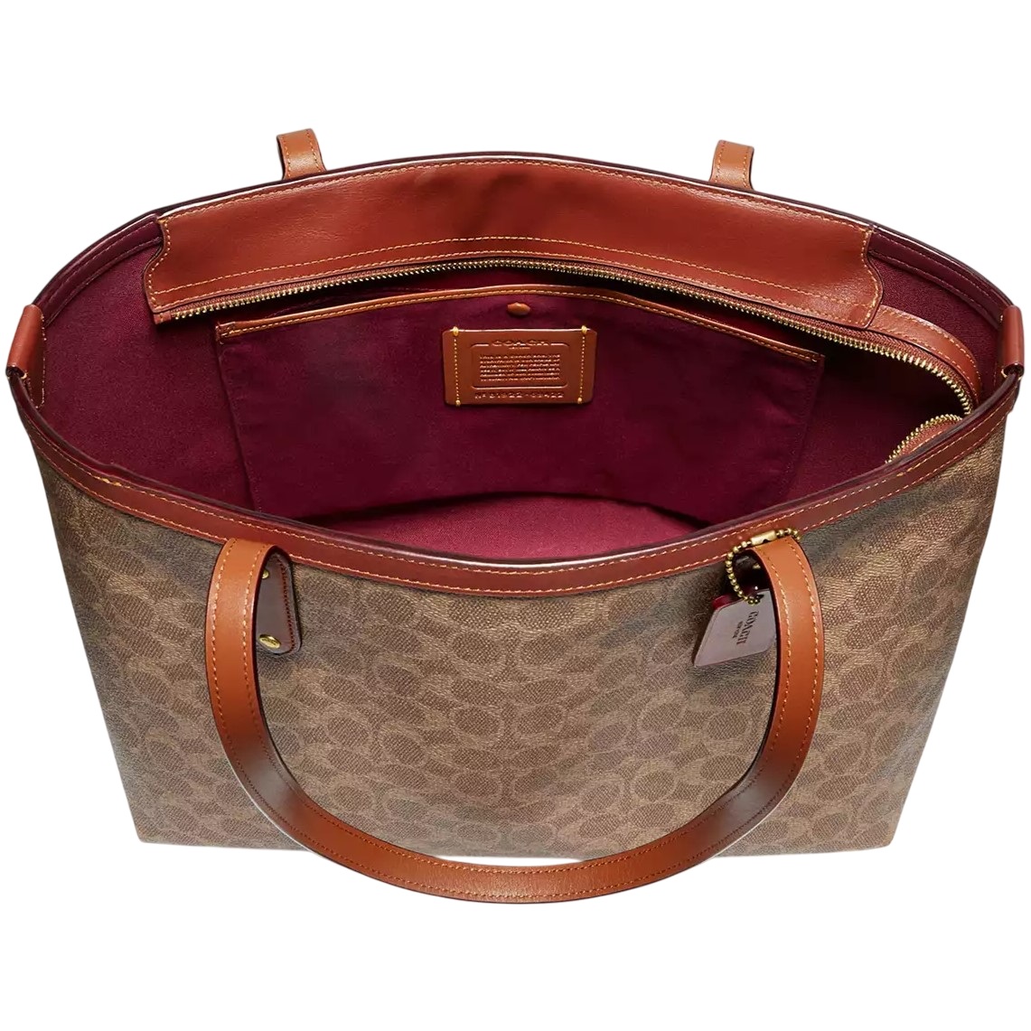 Túi xách Coach Central Tote With Zip In Signature Canvas Sand Brown 69422 4