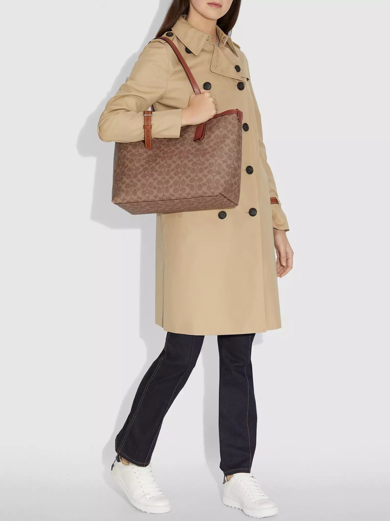 Túi xách Coach Central Tote With Zip In Signature Canvas Sand Brown 69422 5