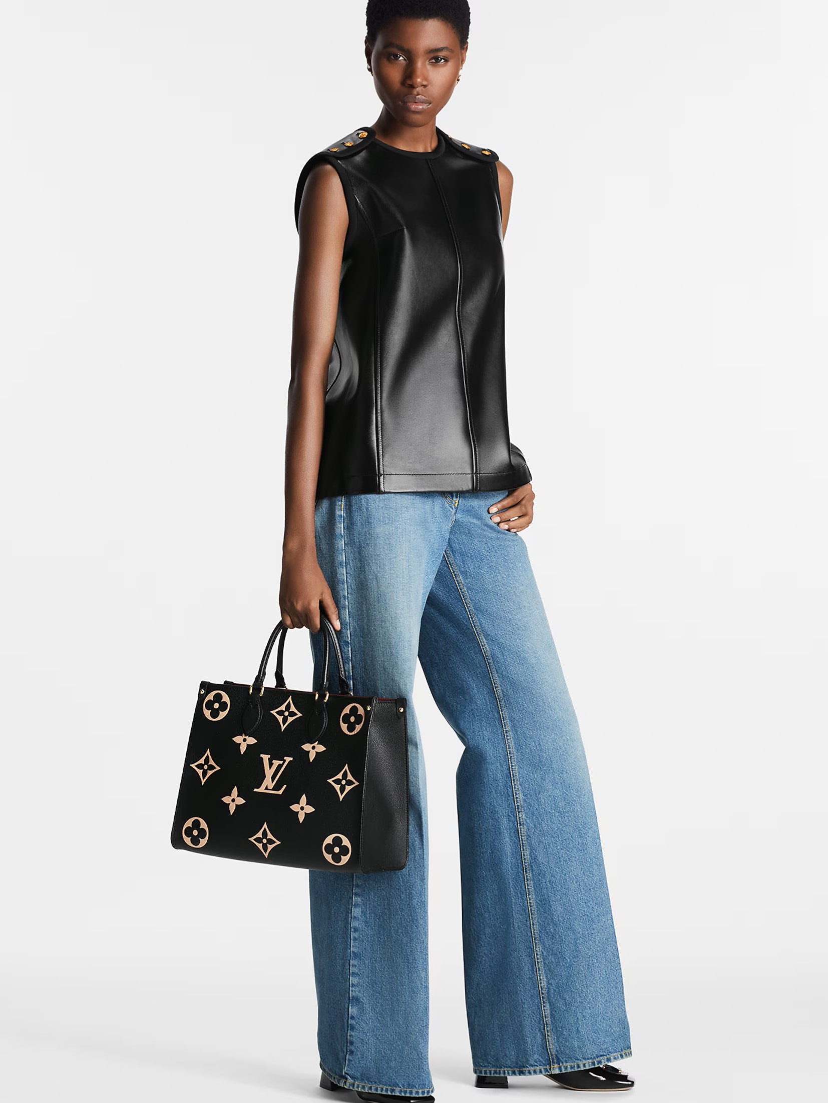 Túi xách Louis Vuitton Onthego MM Tote Bag Bicolor Monogram Empreinte Leather Black M45495 3