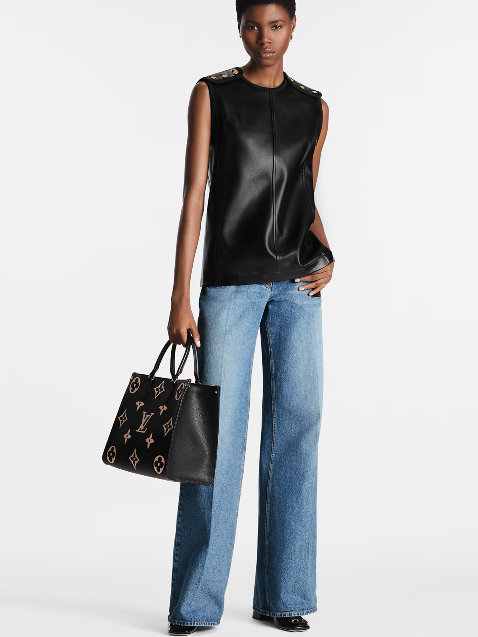 Túi xách Louis Vuitton Onthego MM Tote Bag Bicolor Monogram Empreinte Leather Black M45495 8
