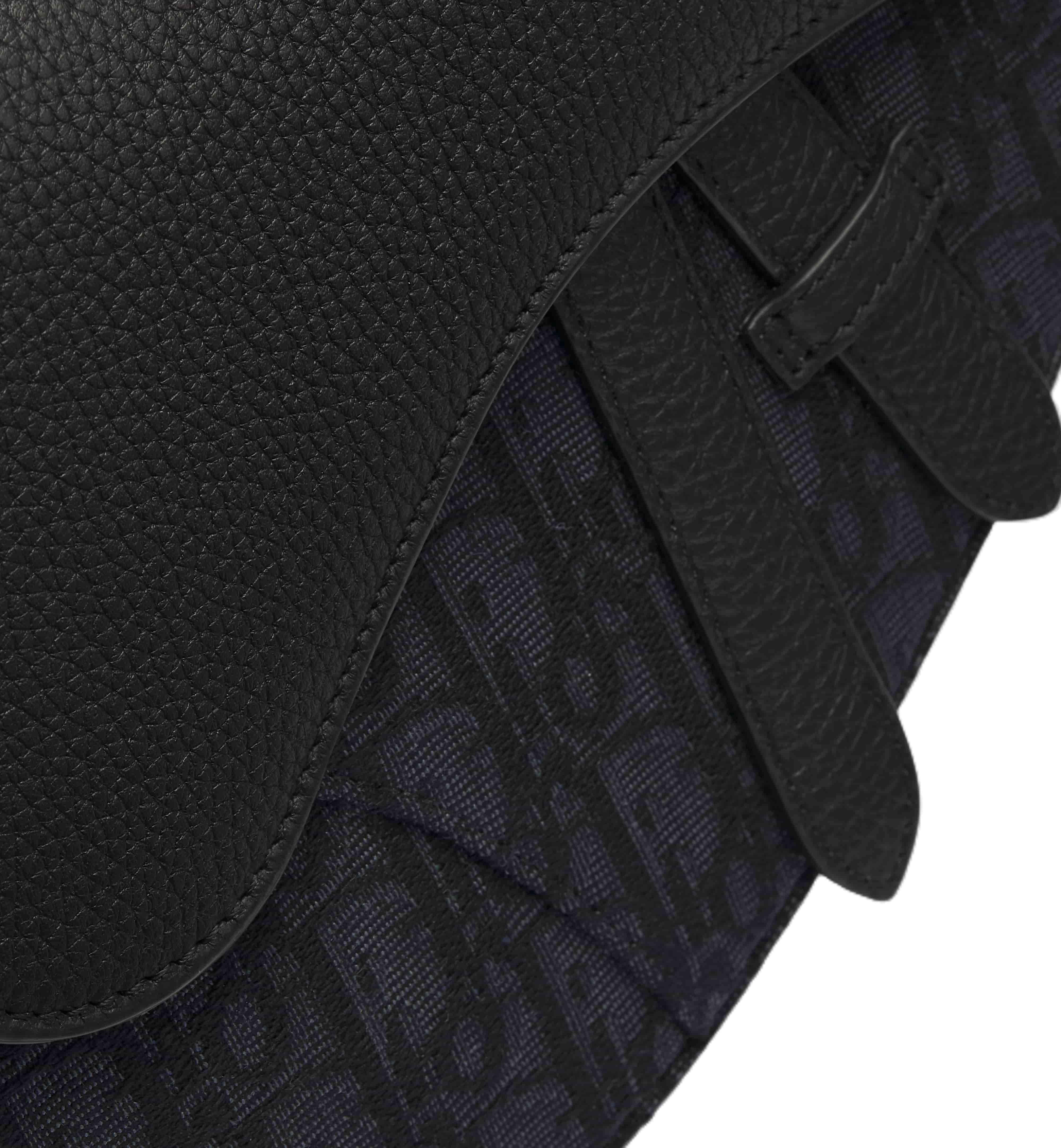 Túi đeo chéo Dior Saddle Bag Black Grained Taurillon Leather and Black Dior Oblique Jacquard 1