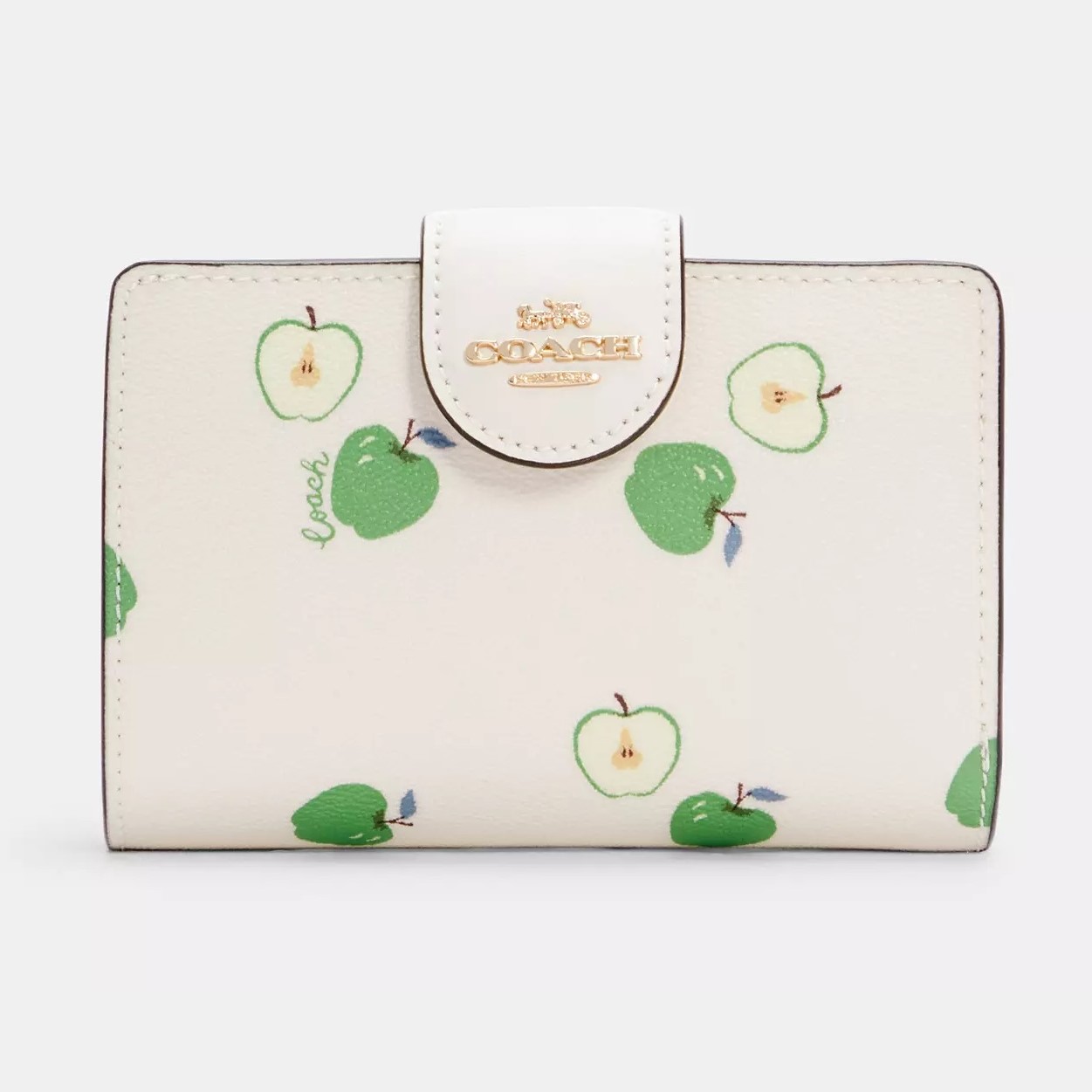 VÍ NGẮN CẦM TAY COACH MEDIUM CORNER ZIP WALLET WITH APPLE PRINT C4116 1