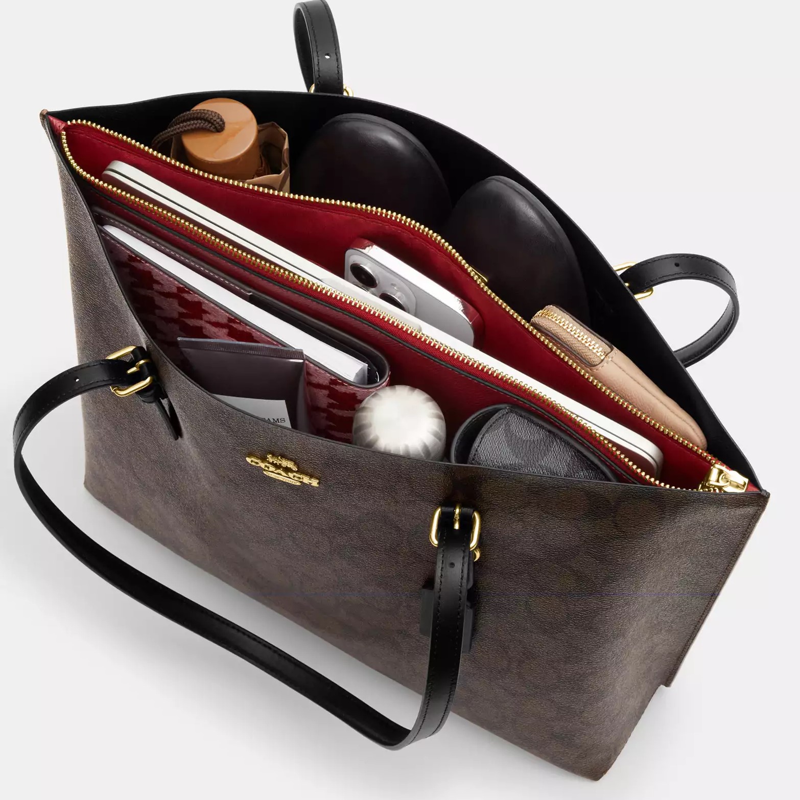 Túi xách Coach Mollie Tote Bag Gold Taupe Oxblood 1671 5