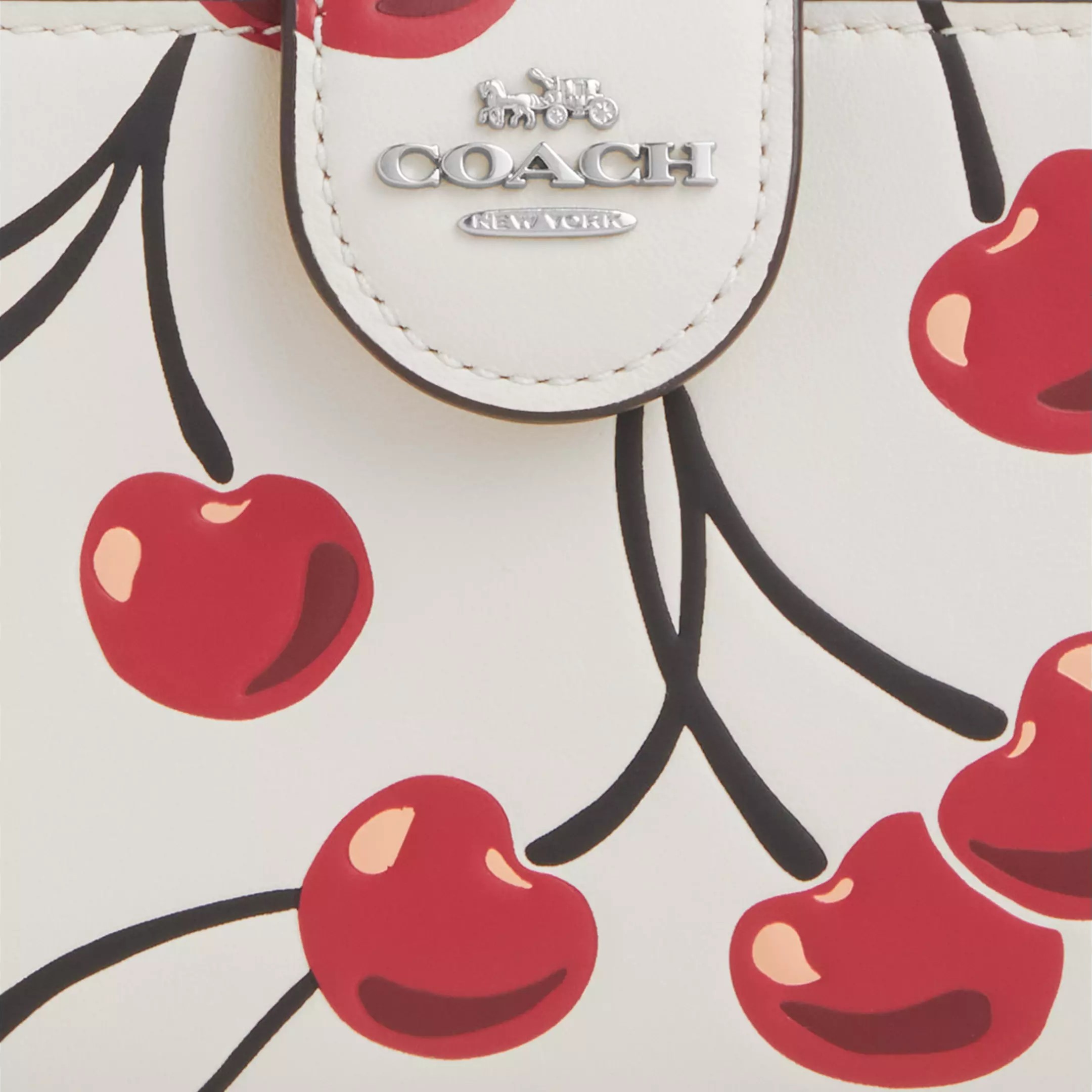 Ví Coach trắng nữ Medium Corner Zip Wallet With Cherry Print CZ762 4