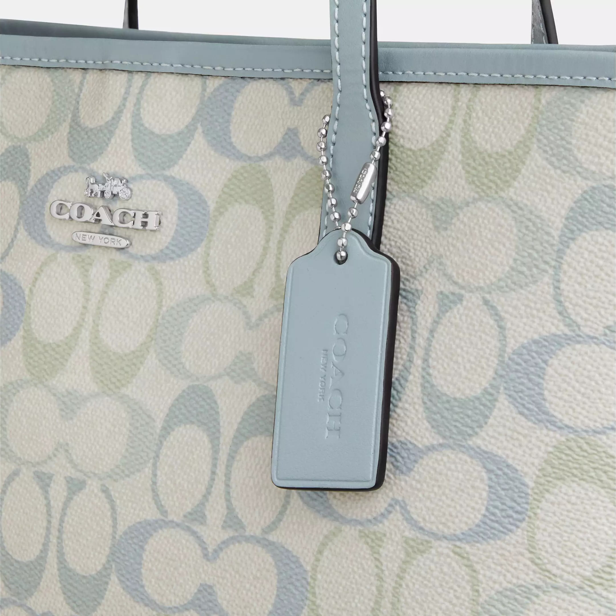 Túi xách Coach Medium City Tote Bag Pretty Signature Canvas Choke Blue CDZ09 1