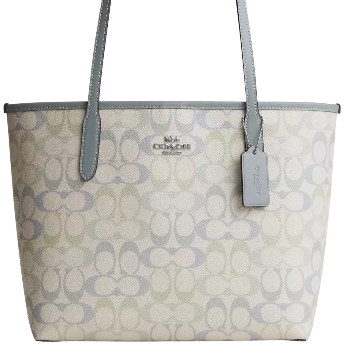 Túi xách Coach Medium City Tote Bag Pretty Signature Canvas Choke Blue CDZ09 4