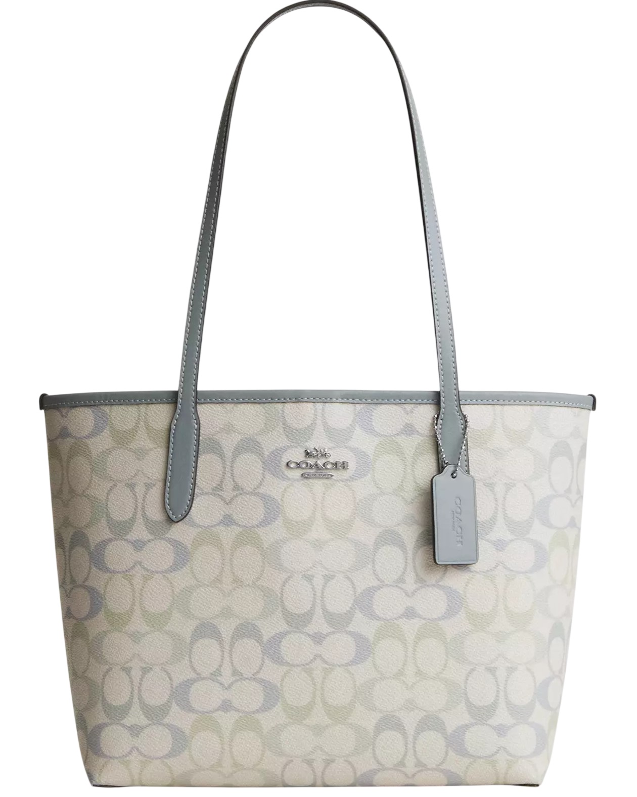 Túi xách Coach Medium City Tote Bag Pretty Signature Canvas Choke Blue CDZ09 7