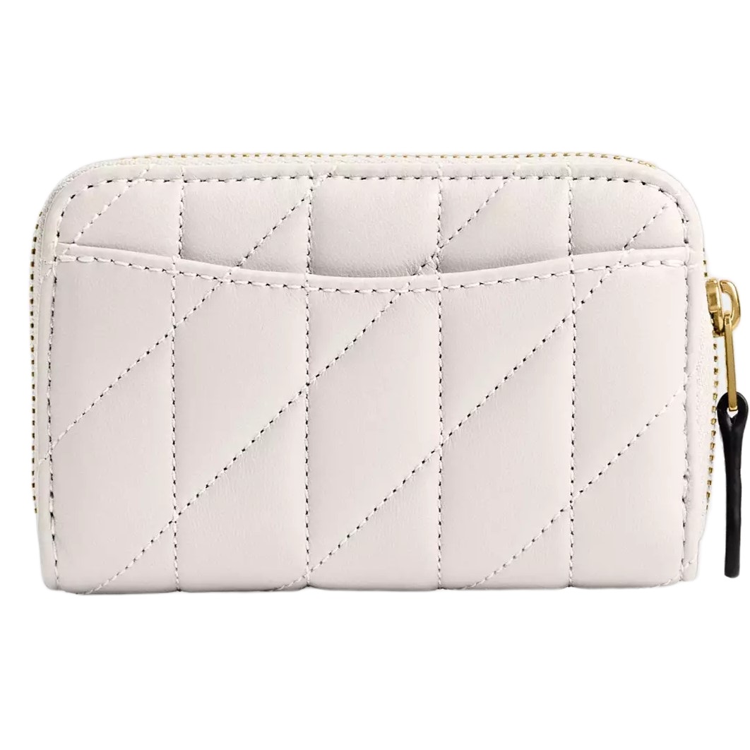 Ví cầm tay Coach ngắn gập Essential Small Zip Around Card Case With Pillow Quilting Brass Chalk CM505 1