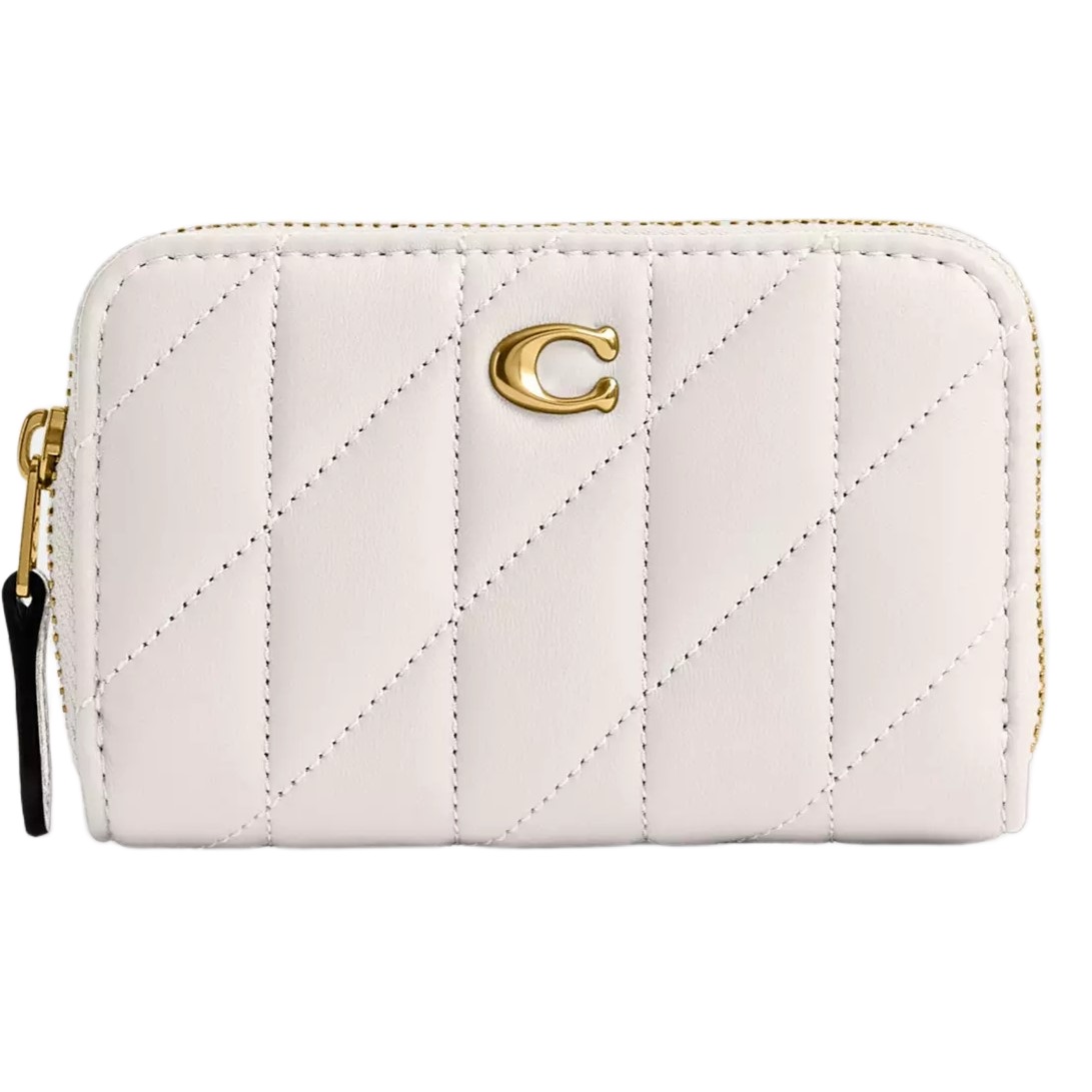 Ví cầm tay Coach ngắn gập Essential Small Zip Around Card Case With Pillow Quilting Brass Chalk CM505 3