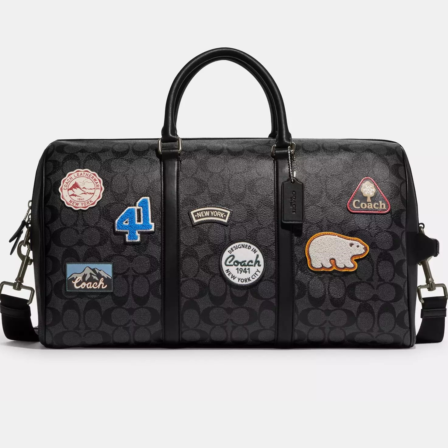 TÚI XÁCH ĐEO CHÉO DU LỊCH COACH VENTURER BAG IN SIGNATURE CANVAS WITH SKI PATCHES CE553 6