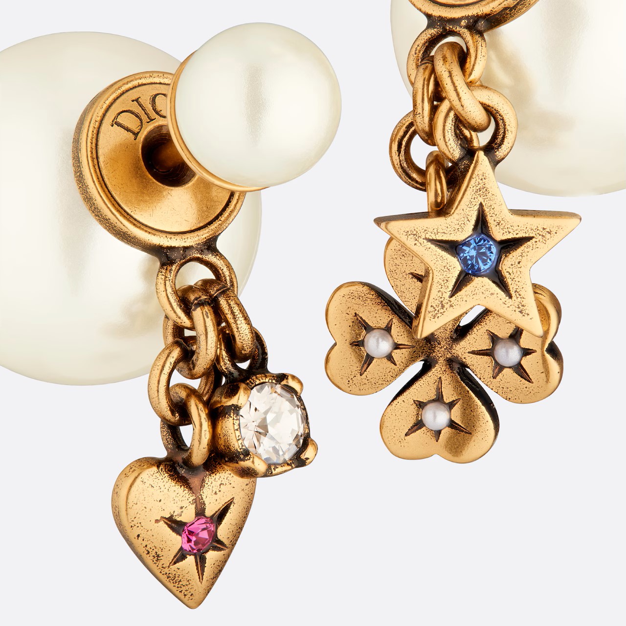 BÔNG TAI DIOR TRIBALES EARRINGS WITH WHITE RESIN PEARLS AND MULTICOLOR CRYSTALS 1