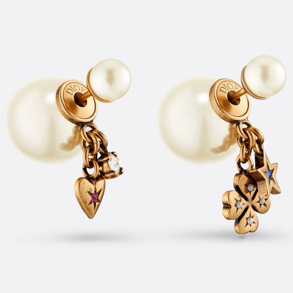 BÔNG TAI DIOR TRIBALES EARRINGS WITH WHITE RESIN PEARLS AND MULTICOLOR CRYSTALS 5