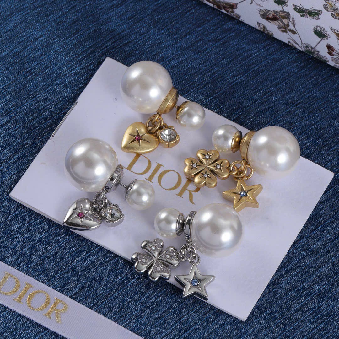 BÔNG TAI DIOR TRIBALES EARRINGS WITH WHITE RESIN PEARLS AND MULTICOLOR CRYSTALS 7