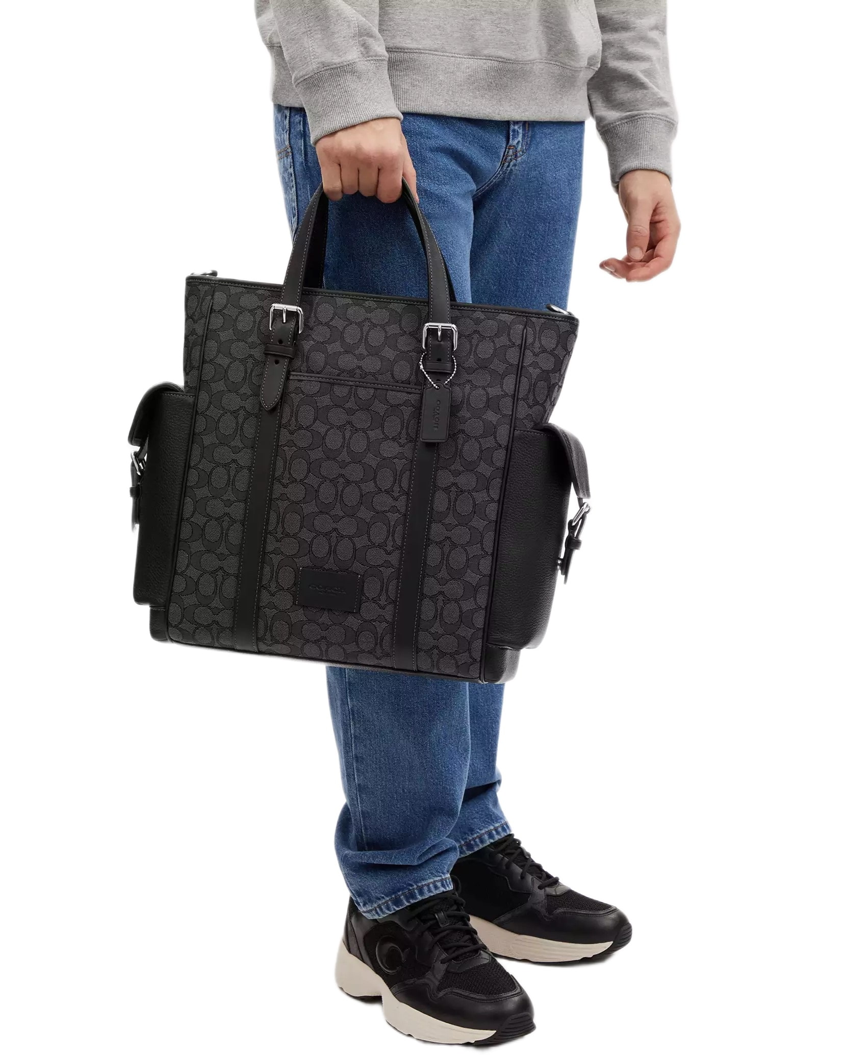 Túi xách Coach Sprint Tote In Signature Jacquard Charcoal Black CR325 6